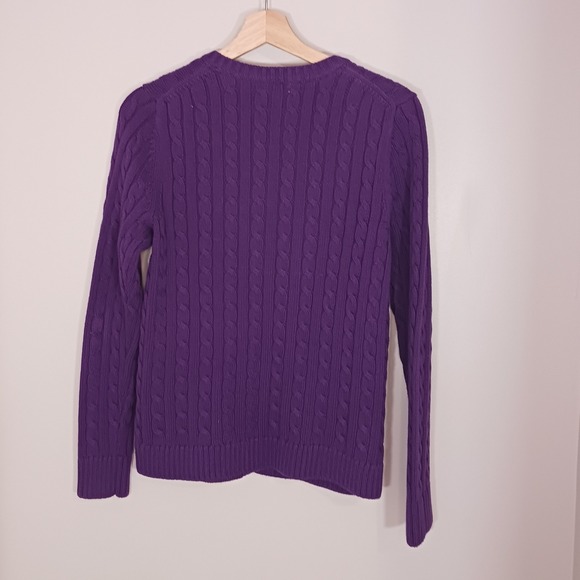 L.L. Bean Cotton Cardigan Button Long Sleeve Purple Sweater Women's Size M - Picture 2 of 5